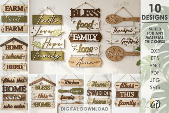 Download Rustic Home Wall Decors Bundle Laser Cut - Decor Collection