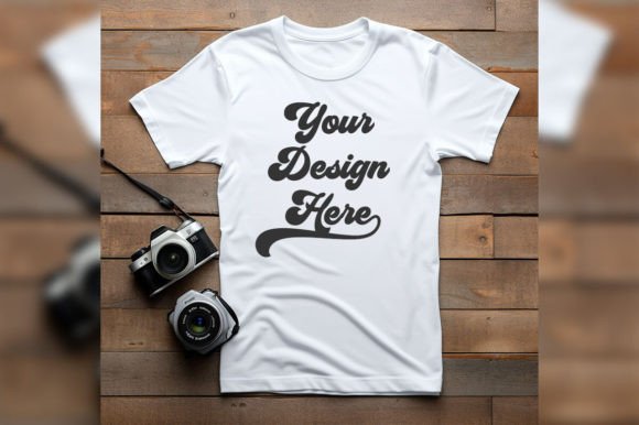 Download White T-shirt on Wooden Floor Mockup - Floor Collection