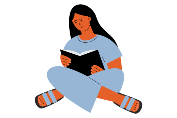 Download Female Book Reader Sit on Floor. Home Le - Floor Collection