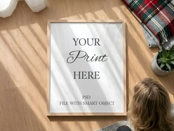 Download Top View Wood Frame Mockup Floor - Floor Collection