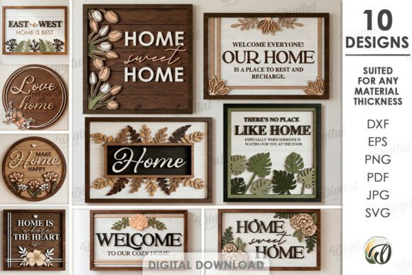 Download Welcome Home Wall Decors Bundle Lasercut - Decor Collection