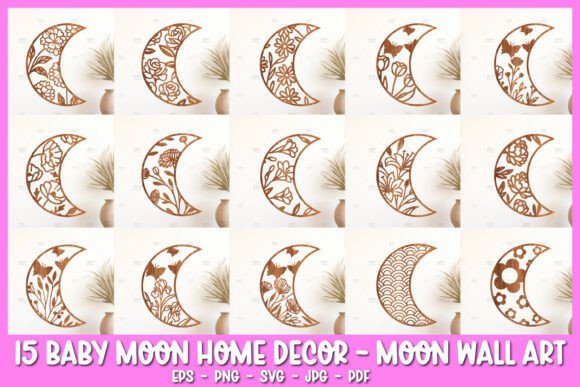 Download 15 Moon Wall Art SVG, Baby Room Decor - Decor Collection