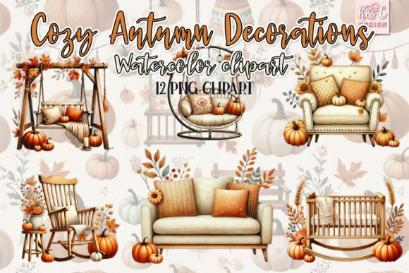 Download Cozy Autumn Decor Seasonal Clipart Set - Decor Collection